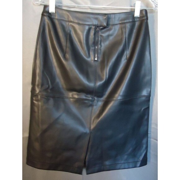Fahsyee Faux Leather Mini Skirt With Vent Women Size Small Black - Picture 8 of 8